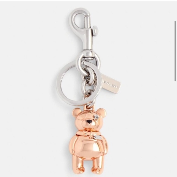 Coach Accessories - 🆕 Coach 3D Teddy Bear Key Fob Bag Charm Rose Gold